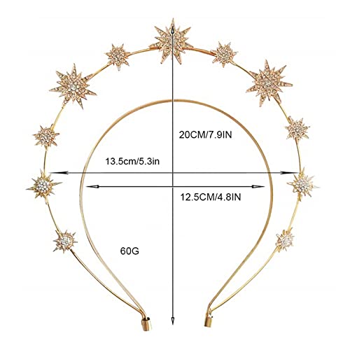 HYXITVCG Women Gold Stars Goddess Crown Headband for Wedding Bridal Headpiece
| HYXITVCG Goddess Halo Crown Gold Stars