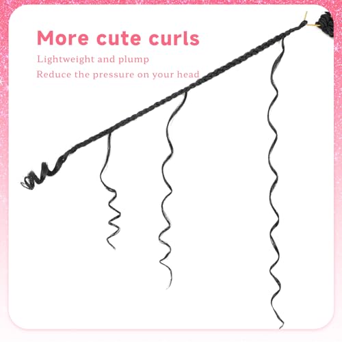 Goddess Bohemian 14 Inch Curly Ends Crochet Hair for Black Women - 8 Packs Boho Box Braids Pre Looped Hair Extensions (1