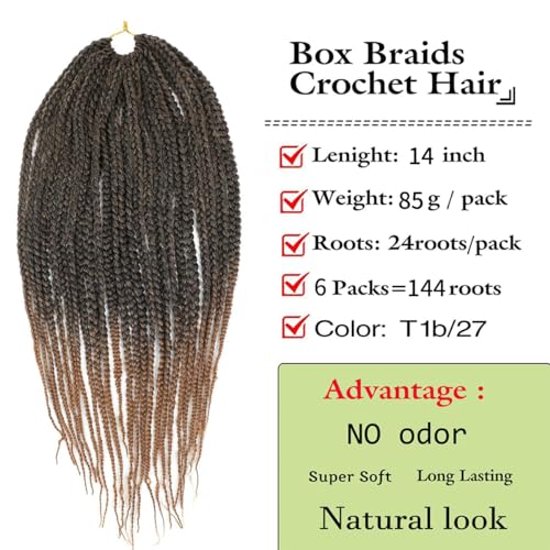 6 Pack 144 Strands Crochet Box Braids 14 Inch Goddess Hair for Black Women Braiding
| Pre looped Crochet Hair 3X 14 Inc