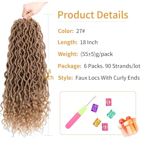 18 Inch Blonde Goddess Faux Locs Crochet Hair for Black Women
18 Inch Curly Ends Goddess Faux Locs Crochet Hair for Blac