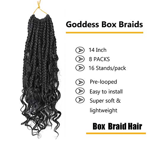LMZIM 14 Inch Goddess Box Braids Crochet Hair - Tangle-Free Synthetic Hair Extension for Black Women 1B Boho Style Bohem