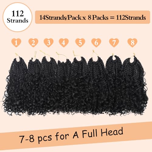 Boho Goddess Box Braids Crochet Hair 1B - 8 Inch Pre Looped with Curly Ends for Black Women
| 8 Packs Boho 3X Synthetic