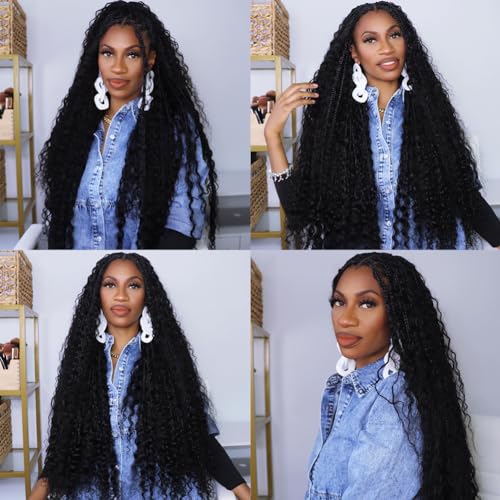 Natural Color Crochet Boho Box Braids with Human Hair Curls for Black Women
| Pre Looped Goddess Box Braids with Human